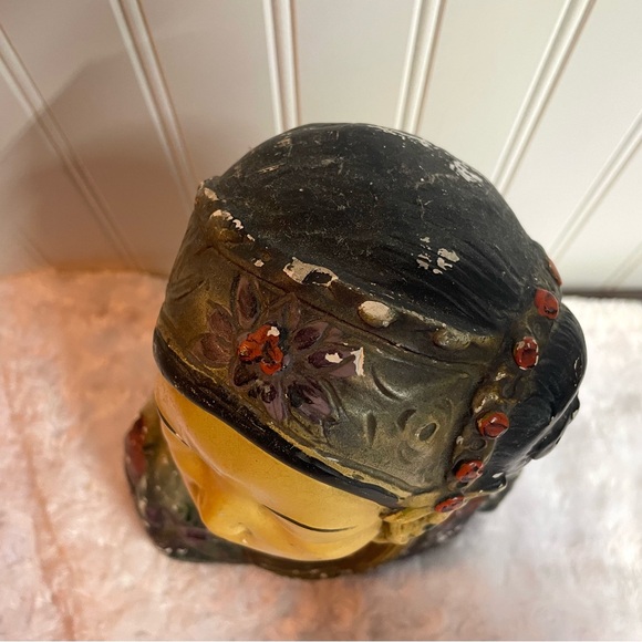 1923 Joe Celona Chalkware Bust of Beautiful Asian Woman 9.5X8 - Picture 8 of 10